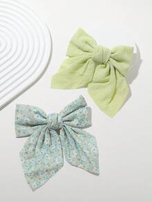 2pcs Women's Sweet Romantic Automatic Bowknot Hairclips Hair Accessories, Claw Clips, Hair Claws, Clips For Hair, Hair Slide, Hair Barrettes - Multicolor - View 3