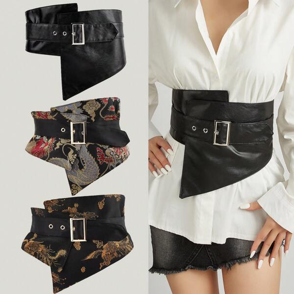 Women's Wide Waistband For Dress, Cinched Waist Decoration, Dragon & Phoenix Pattern Chinese Style Accessories For Dress, Shirt, High-End National Style