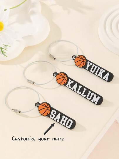 3D Printed Plastic Personalized Basketball Keychain/Keyring/Bag Tag/Name Tag
