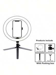 26 cm Anneau lumineux + Trépied Convient pour les selfies et la diffusion en direct, la photographie, lumière portable pour selfie et téléphone