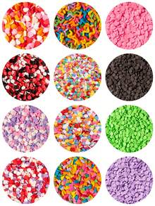 100g/3.52oz 蛋糕洒 蛋糕烘焙装饰 各种形状 S 形 心形 圆形 三角形 可撒在烘焙食用蛋糕装饰糖蛋糕婚礼甜点冰棋森林甜甜圈用于装饰 - 彩色 - 查看 3