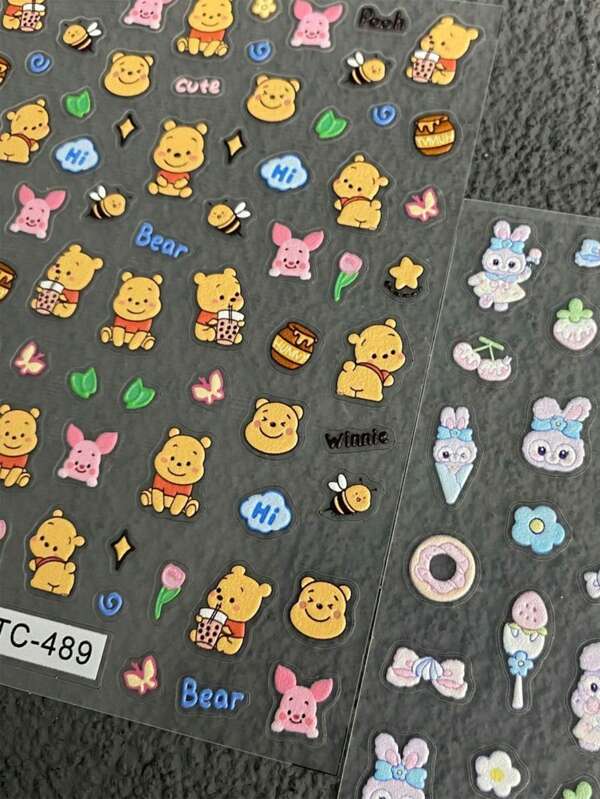 Disney Disney Cute Winnie Bears Starry Dew Relief Nail Stickers Disney Toy Story Handbooks DIY Mobile Nail Stickers