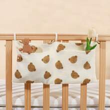 1 Stück Cartoon Aufbewahrungstasche, Hängende Organizer mit 2 Taschen für Bettkopfseite, Wickeltücher Windeln Hängetasche mit Mehrfachfunktion für Baby Kinderbett & Spielsachen