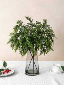 1 peça/3 peças de galhos de cedro e pinheiro-norfolk macios e realistas de 53 cm de comprimento, feixes de folhas de pinheiro e cipreste verde, plantas artificiais, arranjo de flores artificiais de cranberry faça você mesmo, adequado para decoração de árvore de Natal, decoração de casa, varanda interna e externa, jardim, atividades para festas de fim de ano, decoração de mesa de Natal | presentes de decoração de Natal