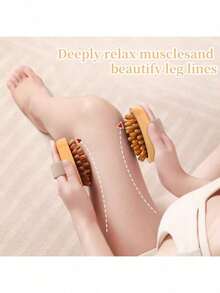 1/2 件装身体抗脂肪刷舒缓木质精油水疗气垫按摩梳头皮按摩刷身体按摩器 - 棕色 - 查看 4