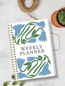 1 件 A5 未注明日期的每周计划本，简单的螺旋式每日笔记本议程，带有时间段、感恩、情绪和锻炼追踪器，96 页，办公室和个人组织者，办公室和学校用品，返校