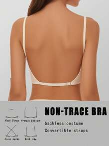Sujetador sin costuras, sin espalda y sin tirantes para mujer - Taza delgada y transpirable, tirantes ajustables y convertibles, soporte ligero (ideal para talla A/B) - Boda, vestido formal, camiseta interior, ropa de verano, lencería nupcial
