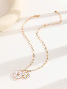 1pc Simple Flower Charm Pendant Necklace For Women Daily Party Accessories Fashion Luxury Neck Jewelry
