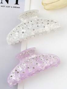 1 件轻奢醋酸纤维全钻高端发爪夹发夹发夹下巴夹发夹发束发夹发夹，适合女性日常旅行、聚会、旅行时作为发饰使用。发饰 - 彩色 - 查看 5