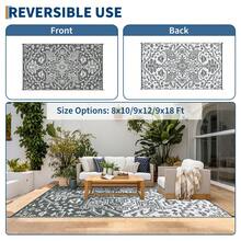 Traditional Home Decor Outdoor Plastic Area Rugs Waterproof Stain Resistant Reversible Camping Throw Carpet Easy To Clean Non Slip  UV Resistant Floor Mat For Camping Porch Deck Picnic Backyard Patio RV Camping Beach - Grey - View 4