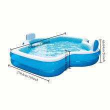 102.3 Inches/118.1 Inches 31 Gauge Thick Sturdy Large Bright Spacious Adult Size Family Inflatable Swimming Pool - And Robust Structure, Easy And Quick To Set Up, Perfect For Summer Parties, Festivals And Family Gatherings Entertainment And Relaxation Outdoor Activities - 120*110*18 in四角充氣泳池 - 查看 6