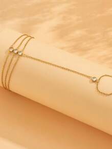 1pc Stainless Steel Multi-Layer Finger-Less Bracelet, Fashionable & Elegant Quality For Women, Suitable For Party, Beach, Daily Casual Wear, Holiday Gift (Handmade, 1-3cm Deviation)