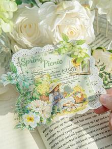 1包20张浪漫植物贴纸。PET材质。白色墨水贴纸包，浪漫花店清新ins风，女生笔记本DIY装饰材料，风景贴纸，学校用品，返校季