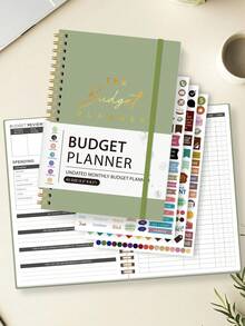 1本月度预算计划表，112页，简易版ADHD预算计划表，带储蓄和债务追踪器、支出图表视图和透明口袋，轻松省钱，办公学习用品，女性办公用品礼品 - 綠色 - 查看 3