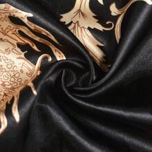 DandyChic Women's Long Floral Satin Robes Imitation Silk Sleepwear Bridal Dressing Gown For Bridesmaid Nightgownhalloween - 黑色/羽毛 - 查看 2