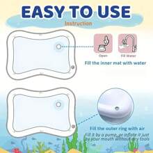 Thickened Water Sensor Play Mat For Pets, New Sensory Water Play Mat For Cats, Cooling Mat For Cats, Water Sensor Mat For Cats Dogs Cool Comfort Inflatable Tummy Time Water Mat