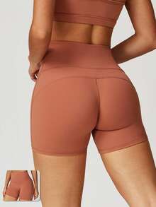 MASKERT 女士运动短裤居家休闲短裤跑步运动短裤舒适亲肤运动短裤 - 橘色 - 查看 1