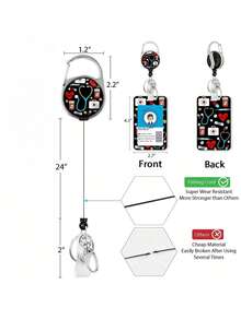 Portaidentificador, carrete retráctil para etiqueta de identificación, clip giratorio lindo y divertido para insignia de enfermera, ajustable, regalo para maestros, enfermeras, oficina, útiles escolares, vuelta al cole - Multicolor - Ver 2
