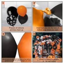 98pcs Halloween Balloon Garland Arch Kit, With Spider Balloons, Black Orange Confetti Balloons, Long DIY Shaped Balloons, Polka Dot Balloons, BOO Aluminum Foil Pattern Balloons, Suitable For Halloween Themed Parties, Birthday Parties, Camera Background Decoration Home Decor Halloween Decor Fall Decor Room Decor
