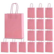 10 个粉色礼品袋 - 适合情人节、生日、婚礼和其他场合 | 可重复使用的带手柄购物袋和外卖袋