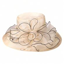 JEWELRYWE Kentucky Derby Large Women's Hat, 1920s Charming Fancy Wide Brim Organza Flower Large Hat, Tea Party Wedding Church Hat, Evening Party Hat, Comfortable And Breathable - Pink - View 14