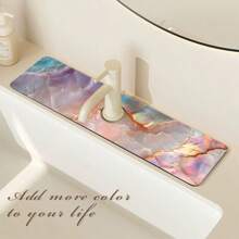Faucet Mat, Mother-Of-Pearl & Ocean Design Faucet Splash Guard, Adds Texture To Space, Bathroom Faucet Anti-Splash Mat, Anti-Moisture Anti-Slip Faucet Mat, Kitchen Countertop Accessory, Kitchen & Dining Table Accessory, Sink Drainage Mat, Anti-Moisture Absorbent Mat, Absorbent Drainage Mat For Dishes, Multi-Function Absorbent Anti-Slip Mat