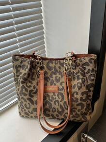 Bolso de mano a rayas de moda - Bolso de hombro de gran capacidad para mujer - Bolso de tote con cremallera para uso diario, con correa de tote de cadena metálica