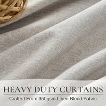 Natural Melange Taupe Blackout Curtains 102 Inch Long Flax Linen Curtain With Pleat Clips&Hooks Belt, Floor To Ceiling For Living Room Cooling Drapes For Summer Heat (50"W X 102"L X 2Panels) - 香檳色 - 查看 6