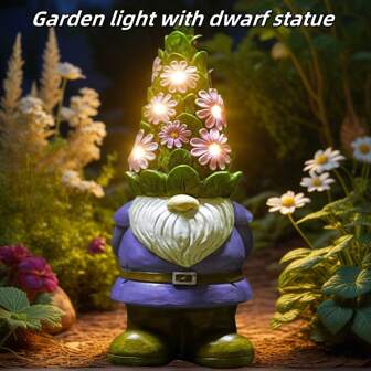 Luci da giardino solari, statue di gnomi da esterno, alimentate a energia solare e impermeabili, decorazioni per giardino, balcone, cortile, prato, regali unici per il riscaldamento della casa, regali per il ritorno a scuola, regali di Natale, adatte per terrazze, cortili e decorazione del prato