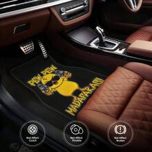 4 件装通用汽车脚垫，采用聚酯纤维制成，印有双手枪鸭图案，适用于各种天气条件下的车辆地板保护，是 SUV、卡车和轿车的完美礼物 - 均碼 - 查看 1