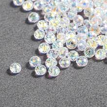 200/300颗/6毫米/8毫米闪光玻璃水晶扁圆形多钻珠，适用于项链耳环和DIY工艺品珠宝制作