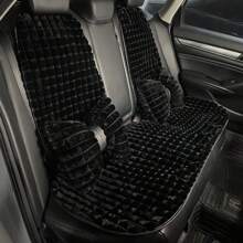 1pc Car Plush Seat Cushion Plush Anti Slip Comfortable Half Pack Seat Cushion Protective Cover, Suitable For Use In Autumn And Winter Seasons