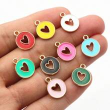 20 peças 15x12mm esmalte dupla face coração vazado pingente faça você mesmo acessórios para fazer joias pulseira brincos colar