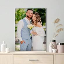 1 Pc, Custom Photo, Polished Plexiglass Wooden Frame,Customize Your Wedding Commemoration, Precious Memories,Personalized Canvas Printed Poster Art, Perfect For Families, Couples, Pets' Memories, And A Perfect Gift For Anniversaries