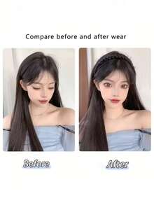 1 件防滑蓬松鱼骨合成假发头带、洗脸辫子头带、鱼骨辫子假发头带、新娘和日常佩戴的发饰、蝴蝶结配饰、女士发带头带、发饰、发箍 - 彩色 - 查看 5