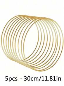 5pcs Gold Metal Floral Hoop For Christmas DIY Wedding Wreaths, Dream Catchers, And Wall Hangings - Golden Craft Hoop Rings With Endless Creative Possibilities,Christmas