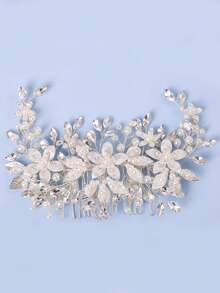 1 pieptene elegant de păr cu flori de perle, lucrat manual, accesoriu de păr cu cristal roșu vibrant pentru mireasă, nuntă, petrecere, ziua de naștere, accesorii de Ziua Îndrăgostiților pentru prințesă - alb - Vizualizare 14