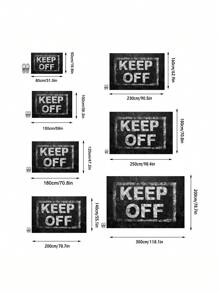 1pc "KEEP OFF" Graphic Print Shag Area Rug, 650GSM Silicone Backing, Soft Plush Carpet For Patio, Camping, Entryway, Living Room, Bedroom, Game Room, Machine Washable For All Seasons, Home Decor