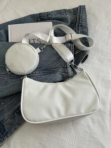 Monedero cuadrado con patrón geométrico mini, bolso bandolera cuadrado con patrón retro clásico para mujer con bolsillo colgante - Blanco - Ver 5