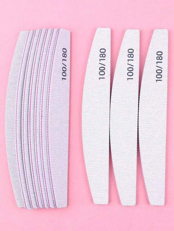 5 pièces / 10 pièces Lime à ongles grise demi-lune, bloc tampon double face, limes de manucure, bâtonnets, outils de salon de manucure