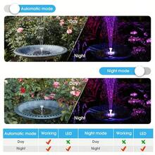 Solar Water Fountain Bird Bath For Outside - 3.5W With LED Colorful Lights, 3000mAh Battery, Multiple Nozzles - Universal For Outdoor Bird Baths, Gardens, Ponds, Fish Tanks, Aquariums & Pools - S-A4 - 查看 6