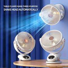 Portable Clip-On Fan, 360° Rotating Fan, 5-Speed Silent Mini Personal Desktop Fan For Outdoor Camping, With 2400mAh Rechargeable Battery, USB Rechargeable Electric Fan For Gym And Home Office - White - View 2