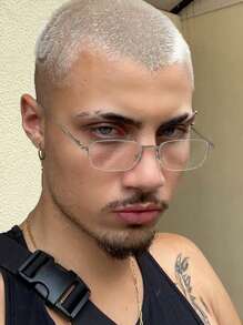 1副男士优雅长方形半框眼镜，适合作为礼物和时尚配饰