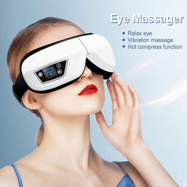 Smart Eye Massager Heated Eye Mask Relax Eye Muscles Smart Airbag Vibration Hot Compress Relieve Fatigue Relieve Eye Pressure Rechargeable Eye Care Massager Ideal Gift For Friends And Parents