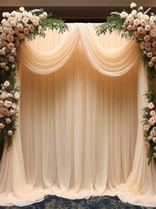 1/2/4 Piezas de Tela de Gasa Transparente Elegante Beige, Cortinas de Fondo para Fiesta, Decoración de Boda y Fiesta, Tela de Fondo Crema, Decoración para Despedida de Soltera, Decoración de Cumpleaños, Suministros de Decoración, Suministros de Boda, Tela para Arco de Boda, Decoración de Fondo para Fotomatón, Decoración para Día de San Valentín, Aniversario, Decoración de Escenario, Regalos de Boda