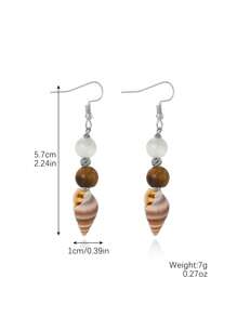 Natural Seashell Pearl Beaded Earrings - Bohemian Ocean Beach Vacation Jewelry, Colorful Statement Dangle Earrings For Women