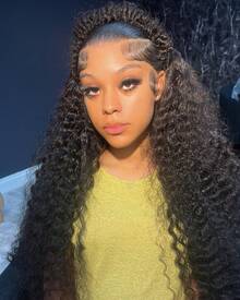 42 Inch Jerry Curly Human Hair Wig 200% Density Brazilian Kinky Curly Lace Front Wig HD Transparent Lace Wig Unprocessed Virgin Human Hair Wigs For Women Curly Human Hair Wig Full And Thick - Natural Black - 查看 4