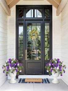 كرمة زهرة الصباح الاصطناعية، سلة الأزهار الملونة الزائفة، نمط عمود روماني أوروبي قديم على شكل إيبوميا مزيفة، أزهار مزيفة ديكورية للداخل والخارج، غرفة المعيشة والنوم والأعياد والحفلات وعيد الميلاد، ديكور أخضر دائم لا يحتاج إلى صيانة