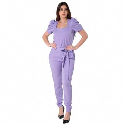 Conjunto Scrub Princesa Feminino Acinturado Manga Bufante Estilo Moderno Profissional Saúde Beleza Clínicas Laboratório