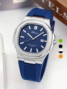 Reloj de cuarzo clásico de negocios resistente al agua y luminoso con fecha para hombres DENVOSI - Plateado - Ver 12